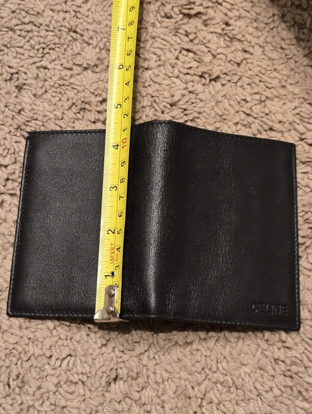 Vintage Celine Black Grained Leather Bi-Fold Wallet / Passcase M13